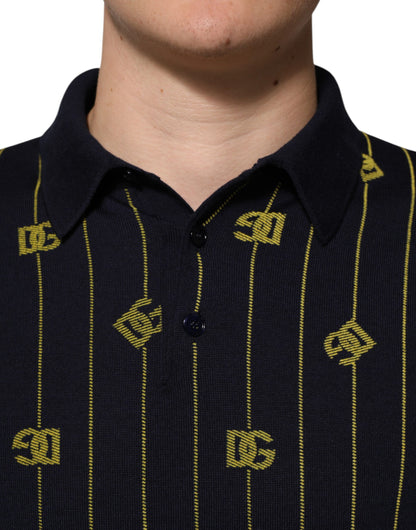 Camiseta polo de punto jacquard con logo negro de Dolce & Gabbana