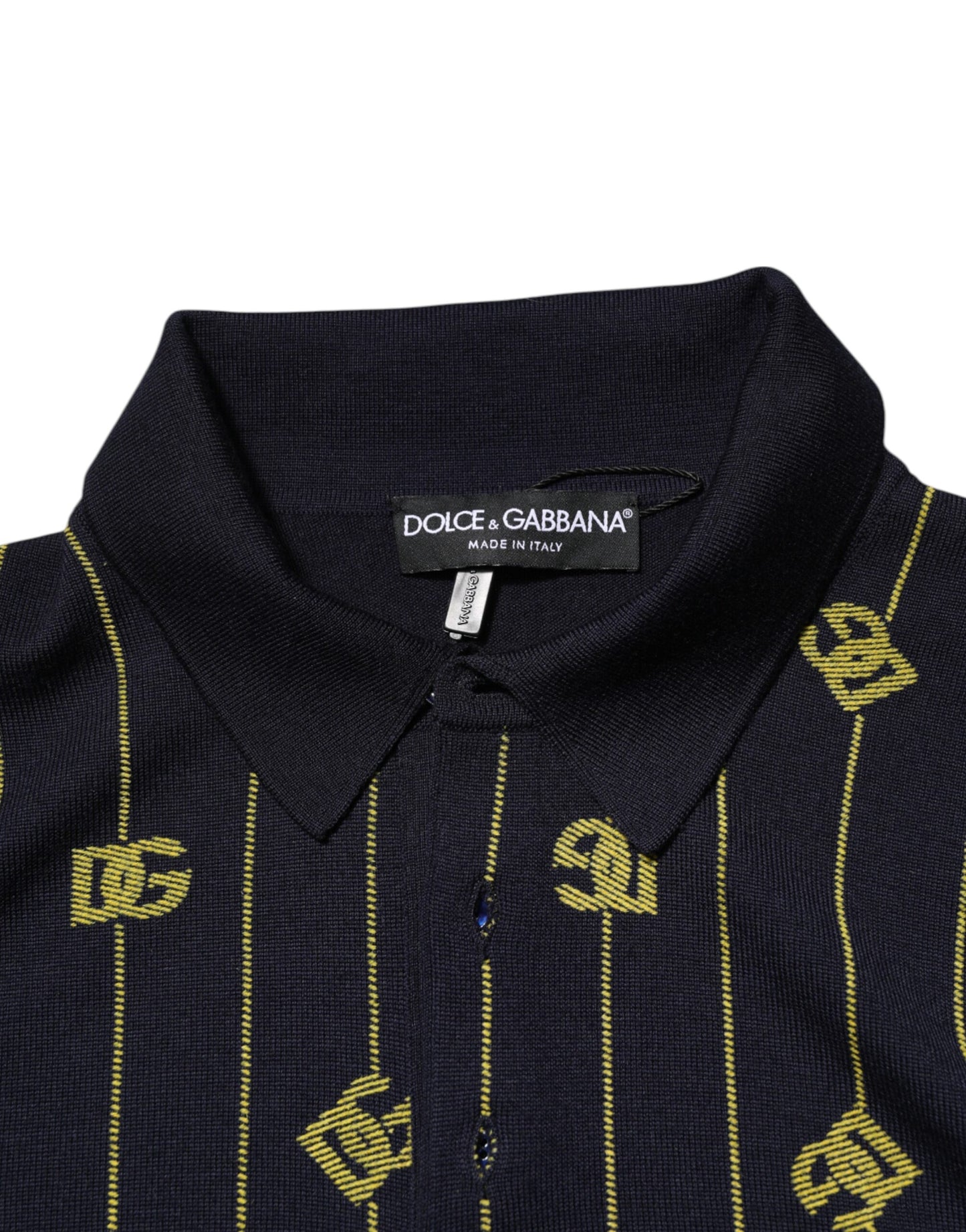 Camiseta polo de punto jacquard con logo negro de Dolce & Gabbana