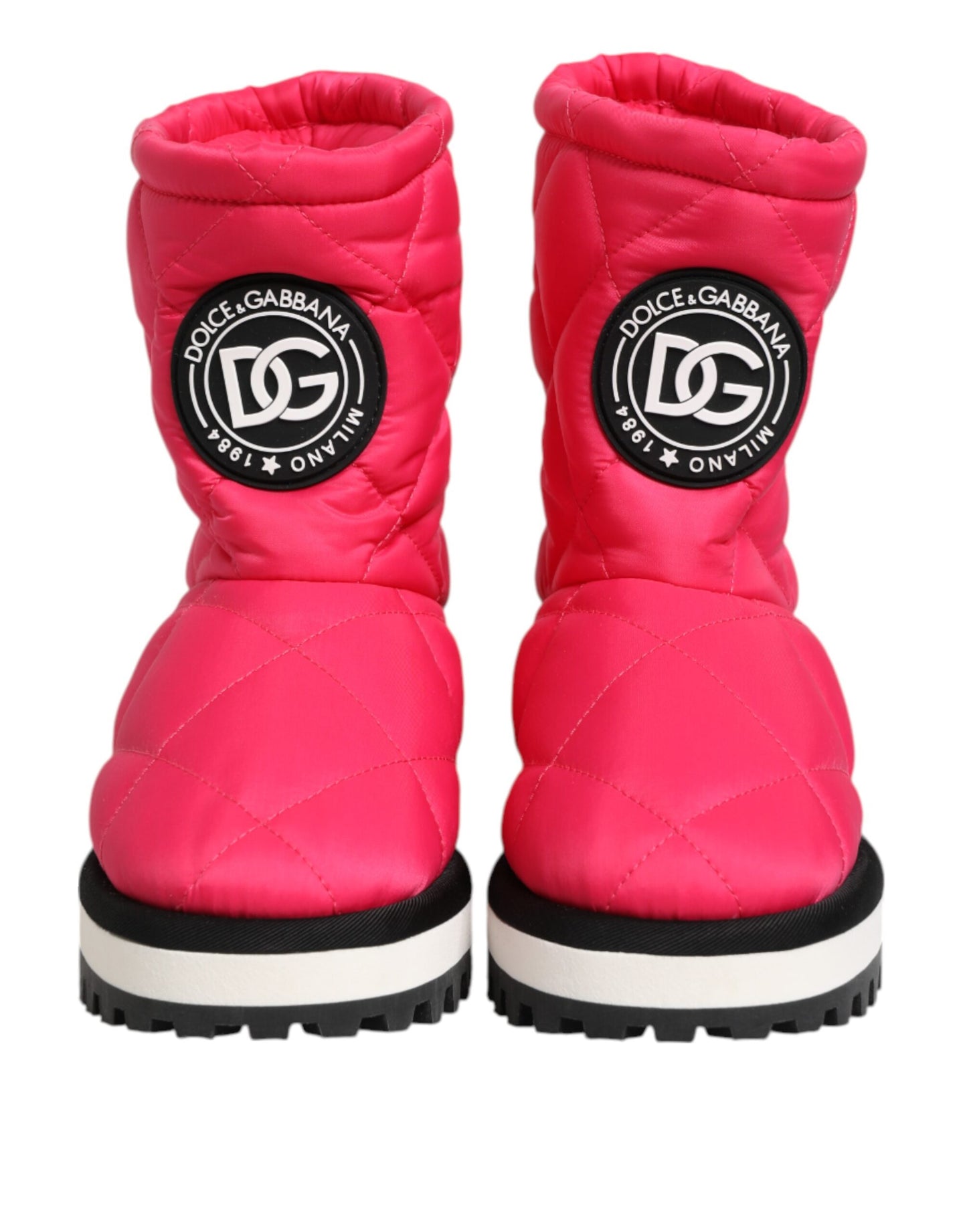 Botas a media pantorrilla Dolce & Gabbana acolchadas de viscosa rosa y blanca