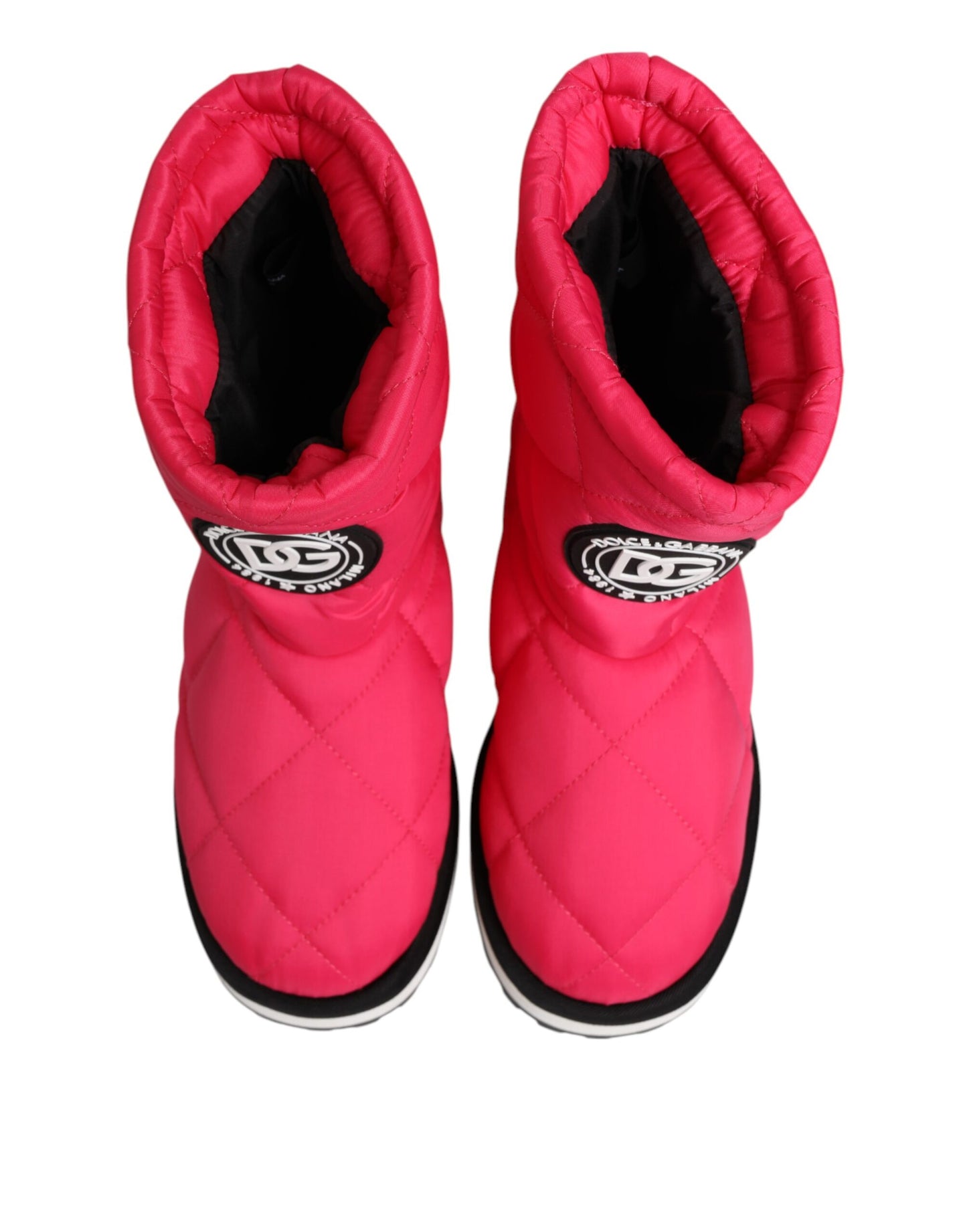 Botas a media pantorrilla Dolce & Gabbana acolchadas de viscosa rosa y blanca