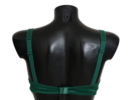 Sujetador de encaje floral elástico de seda verde Dolce & Gabbana Ropa interior