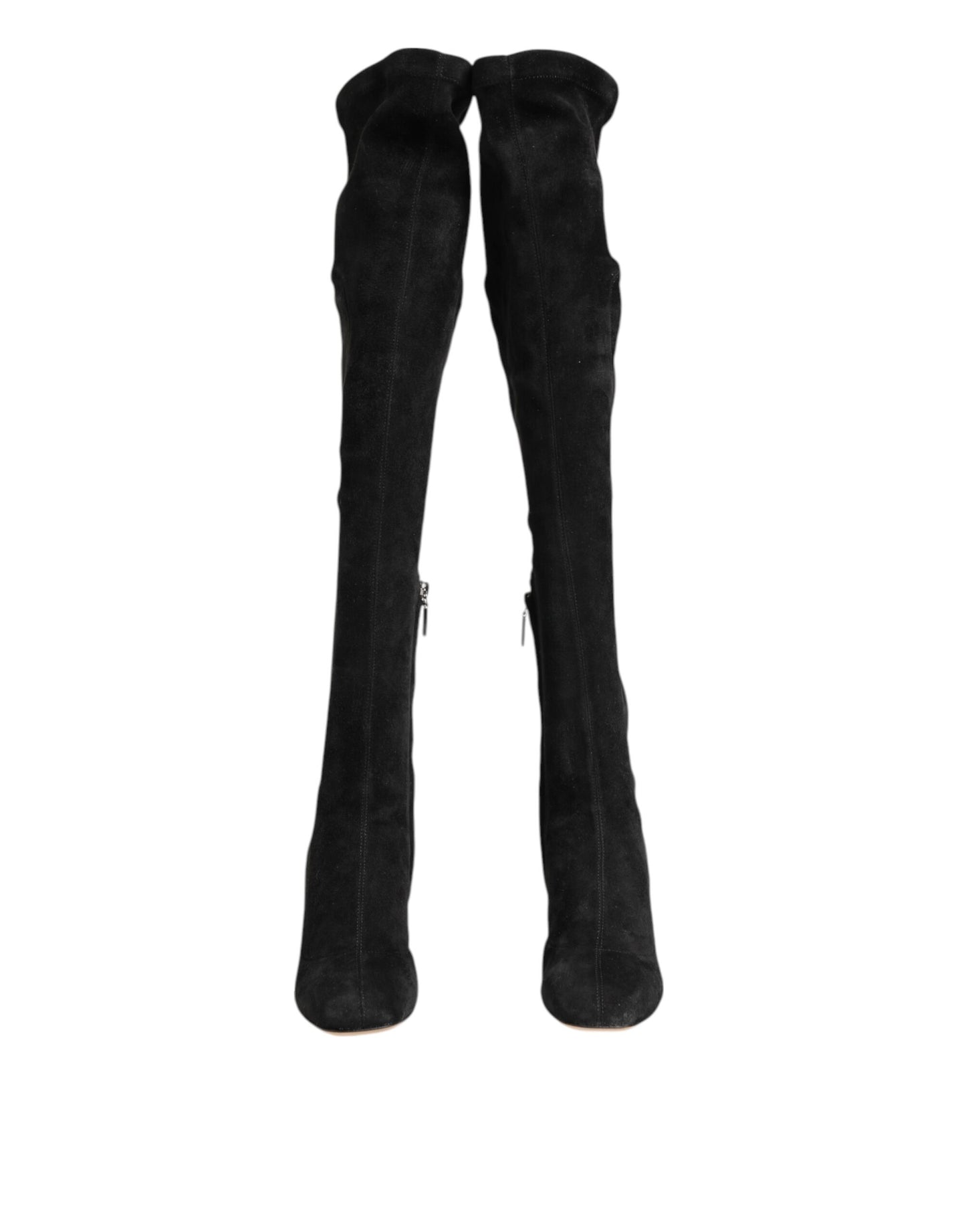 Dolce & Gabbana Botas Altas de Rodilla de Cuero y Ante Negro