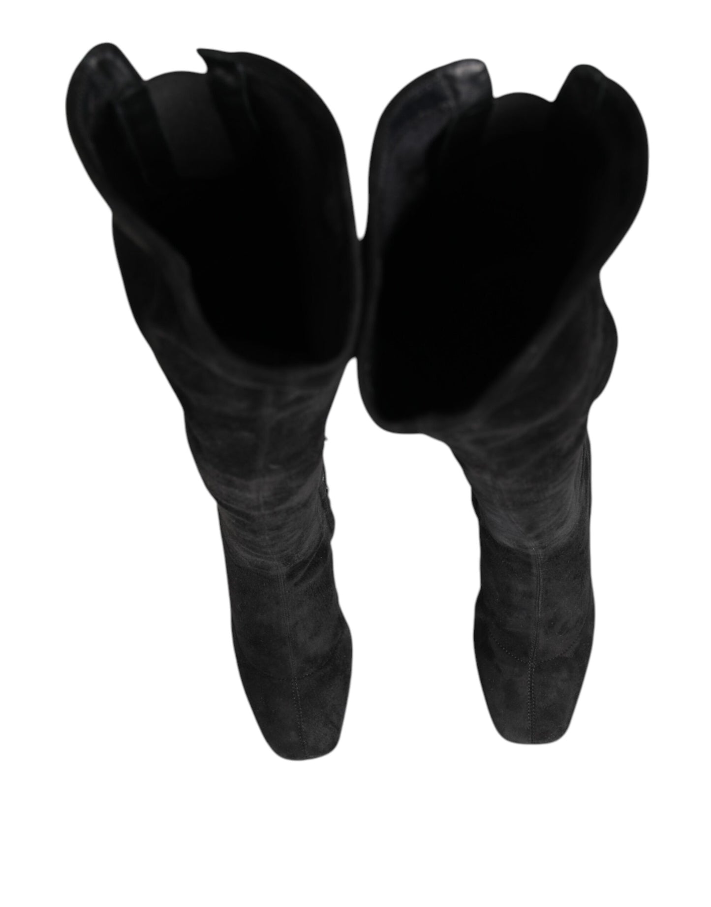 Dolce & Gabbana Botas Altas de Rodilla de Cuero y Ante Negro