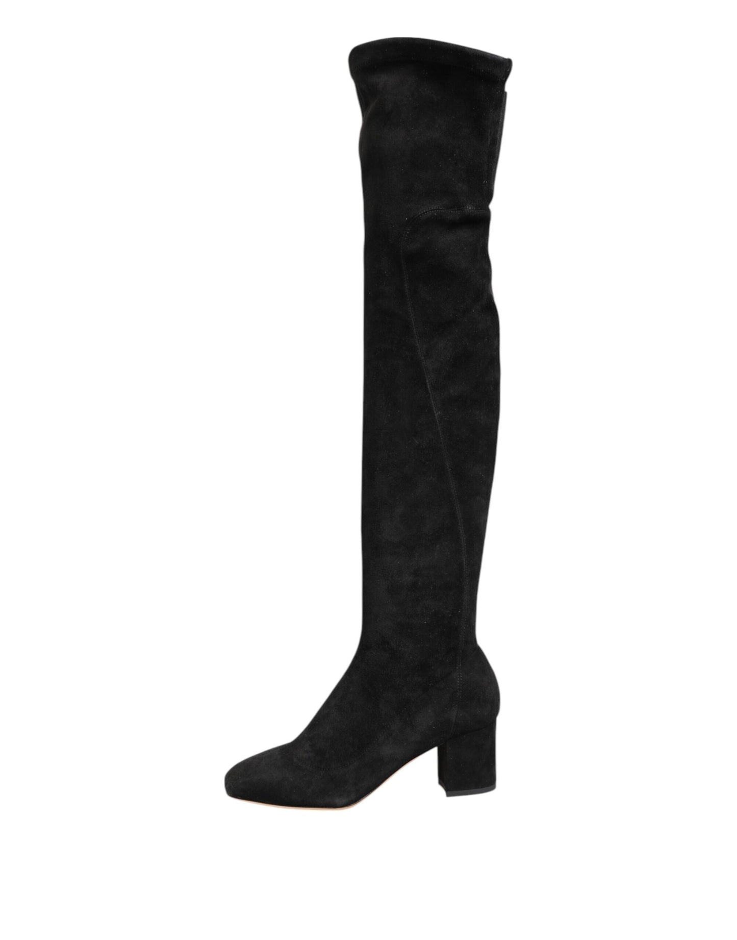 Dolce & Gabbana Botas Altas de Rodilla de Cuero y Ante Negro