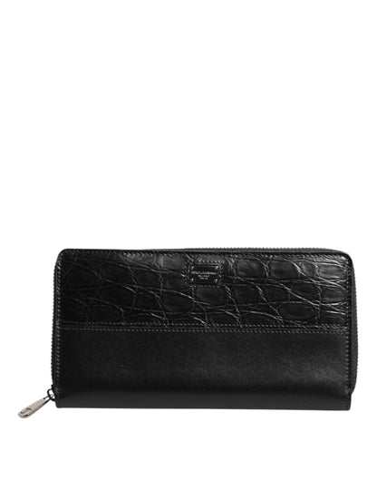 Cartera Continental Grande Dolce & Gabbana de Piel Negra con Placa del Logo y Cremallera