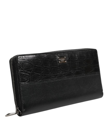 Cartera Continental Grande Dolce & Gabbana de Piel Negra con Placa del Logo y Cremallera