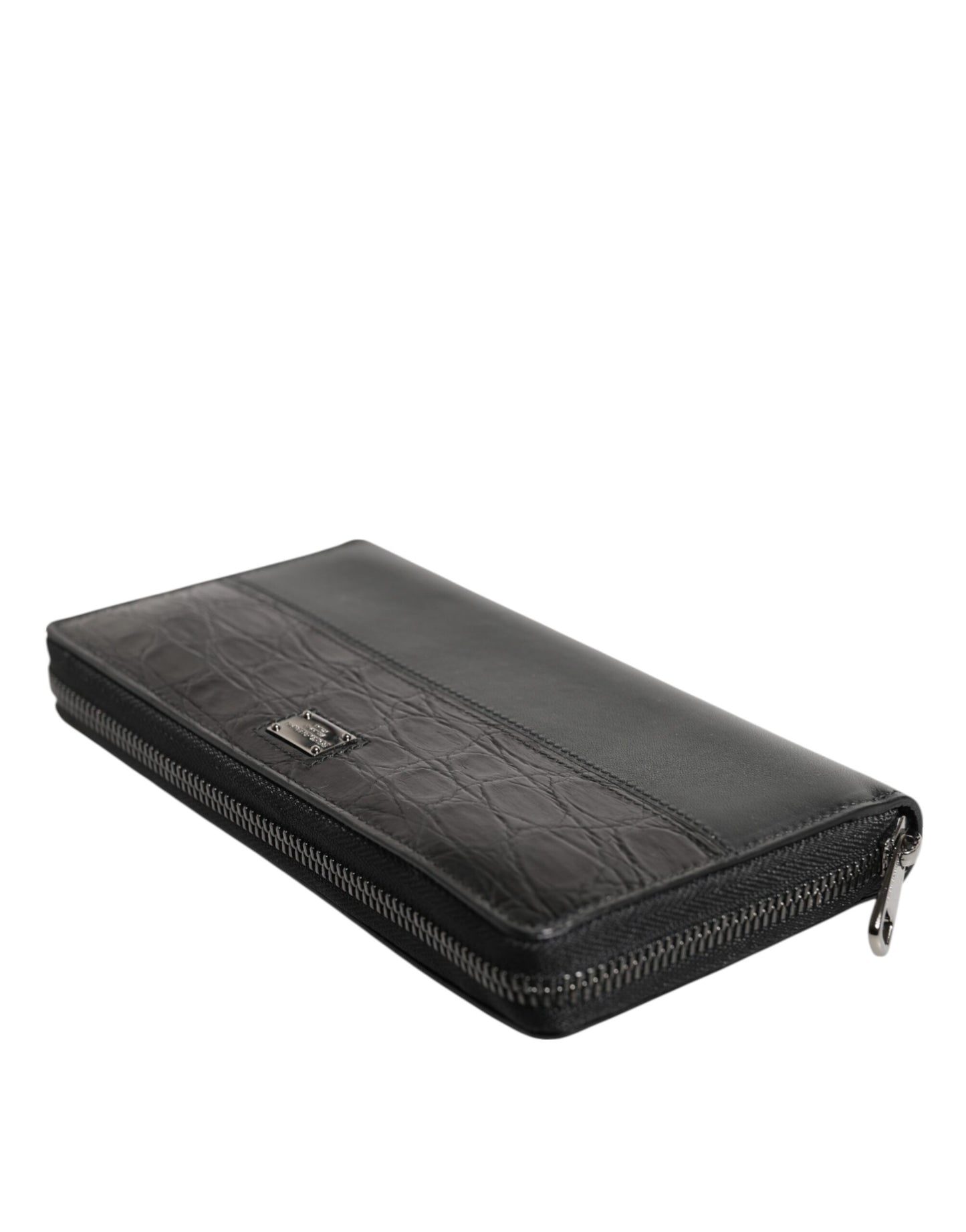 Cartera Continental Grande Dolce & Gabbana de Piel Negra con Placa del Logo y Cremallera