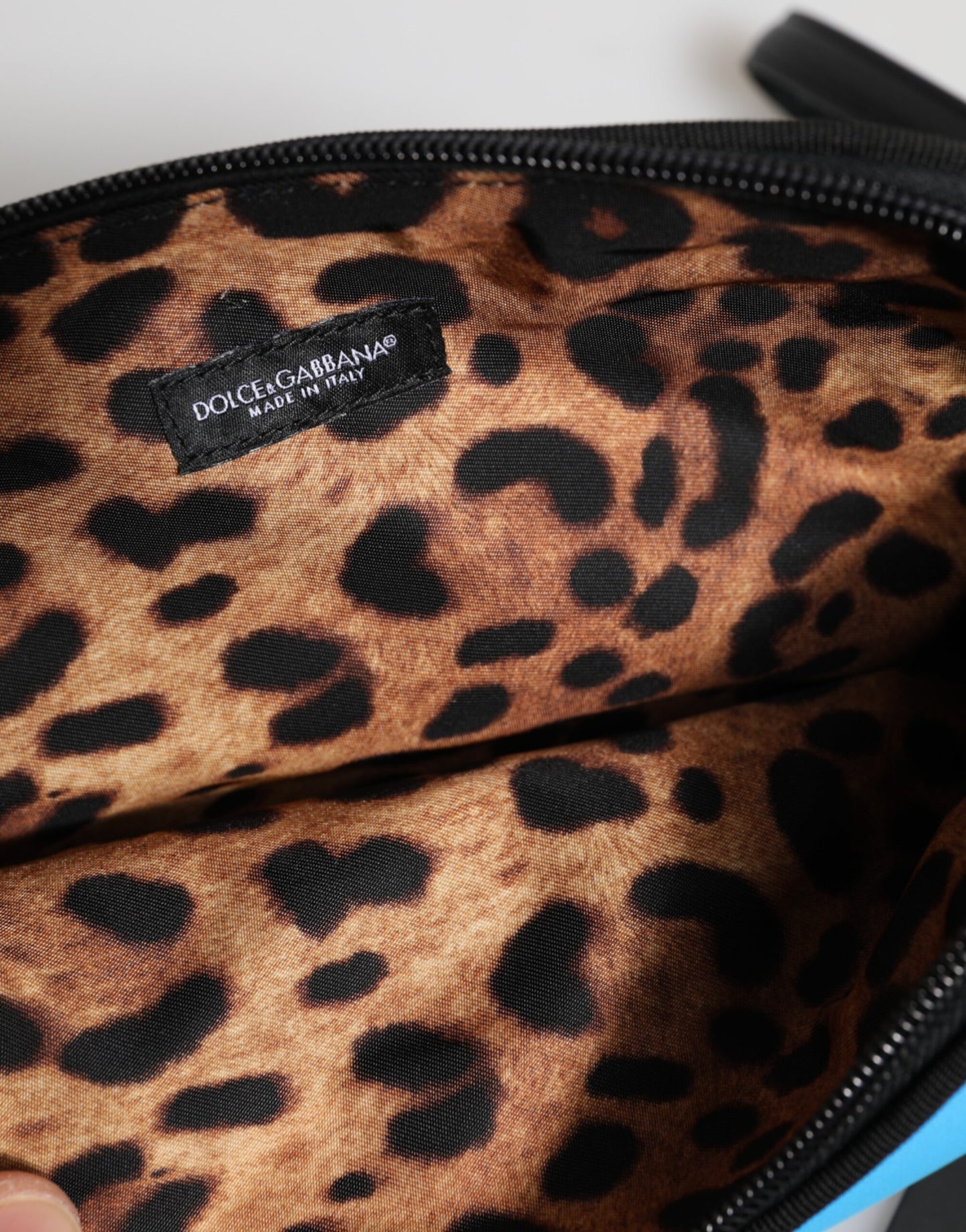 Bolso de mano Dolce & Gabbana azul de nailon con estampado del logo DG y cremallera