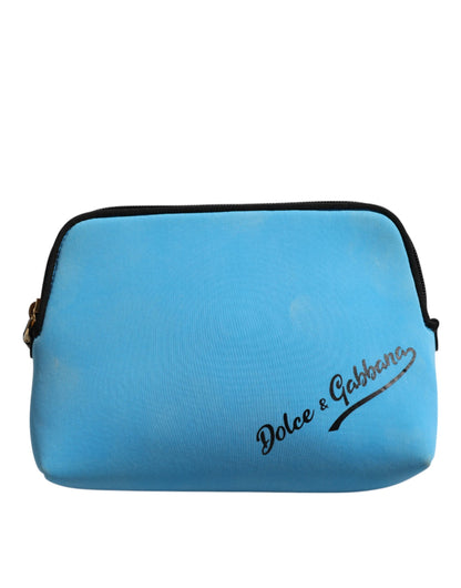 Bolso clutch con cremallera Dolce & Gabbana de nailon azul con estampado del logotipo DG