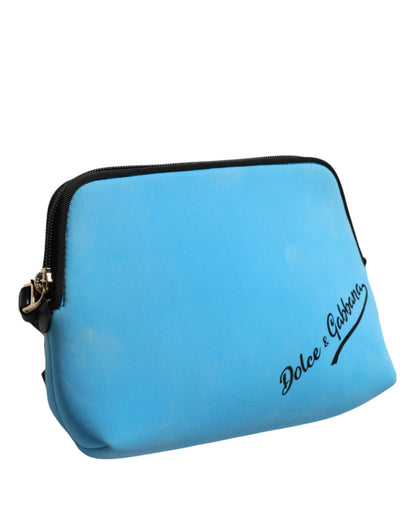 Bolso clutch con cremallera Dolce & Gabbana de nailon azul con estampado del logotipo DG