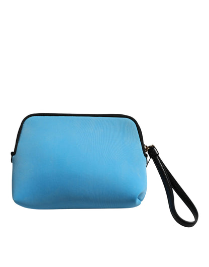 Bolso clutch con cremallera Dolce & Gabbana de nailon azul con estampado del logotipo DG