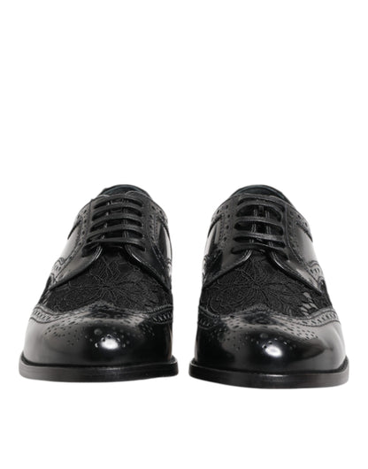 Zapatos de vestir Dolce & Gabbana de cuero negro con encaje floral