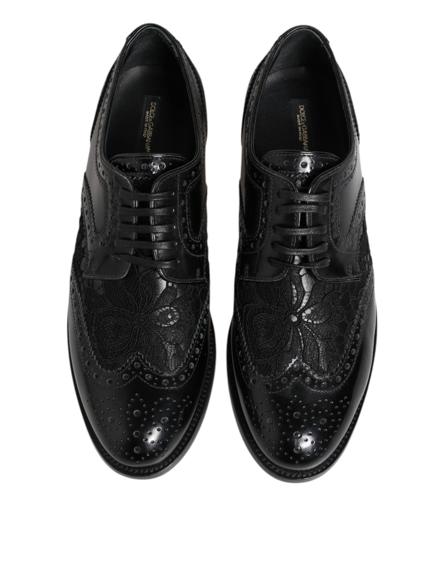 Zapatos de vestir Dolce & Gabbana de cuero negro con encaje floral