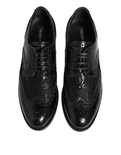 Zapatos de vestir Dolce & Gabbana de cuero negro con encaje floral