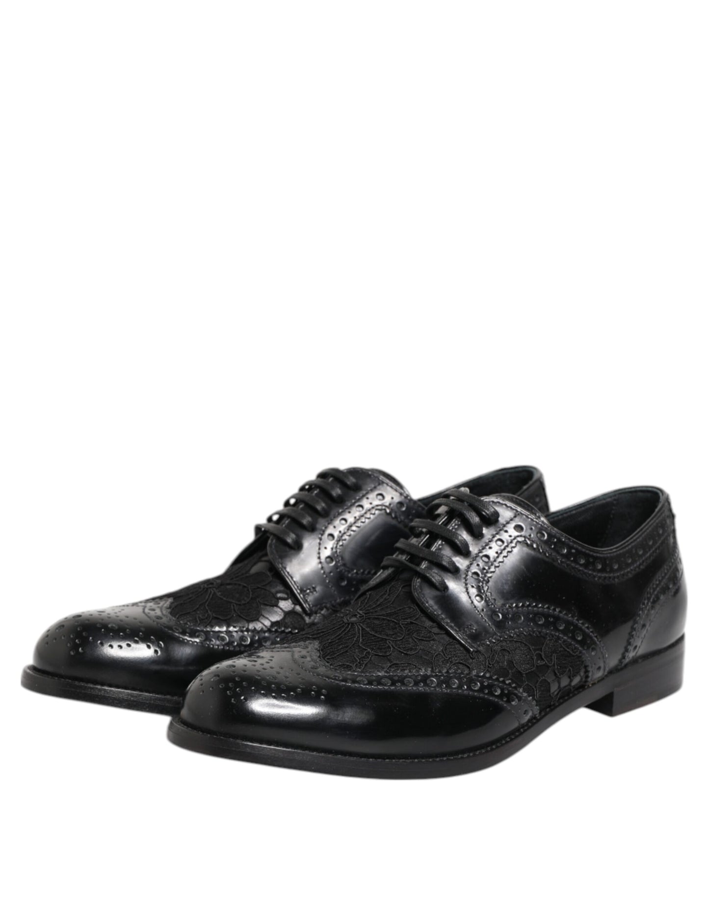 Zapatos de vestir Dolce & Gabbana de cuero negro con encaje floral