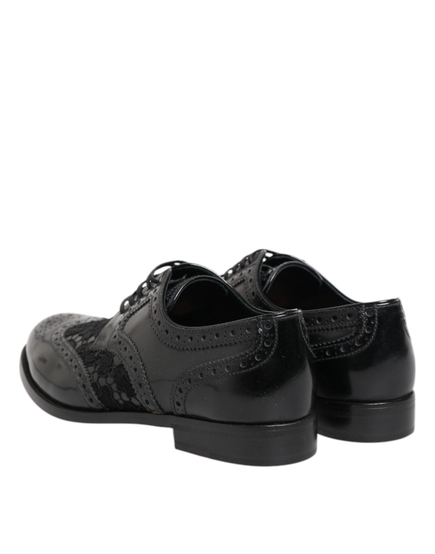 Zapatos de vestir Dolce & Gabbana de cuero negro con encaje floral