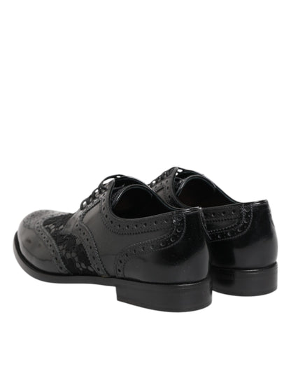 Zapatos de vestir Dolce & Gabbana de cuero negro con encaje floral