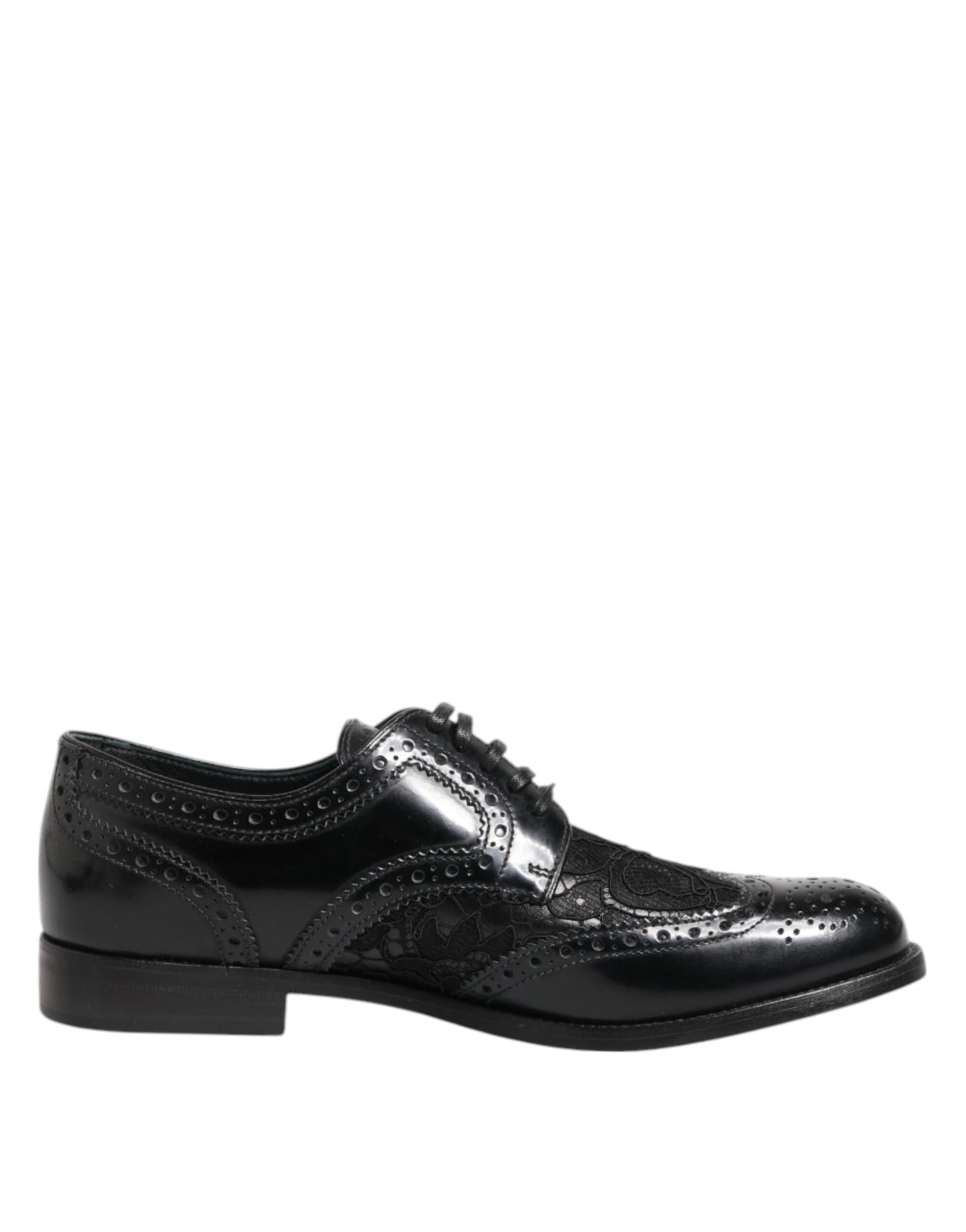 Zapatos de vestir Dolce & Gabbana de cuero negro con encaje floral