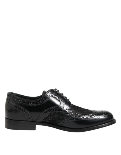 Zapatos de vestir Dolce & Gabbana de cuero negro con encaje floral