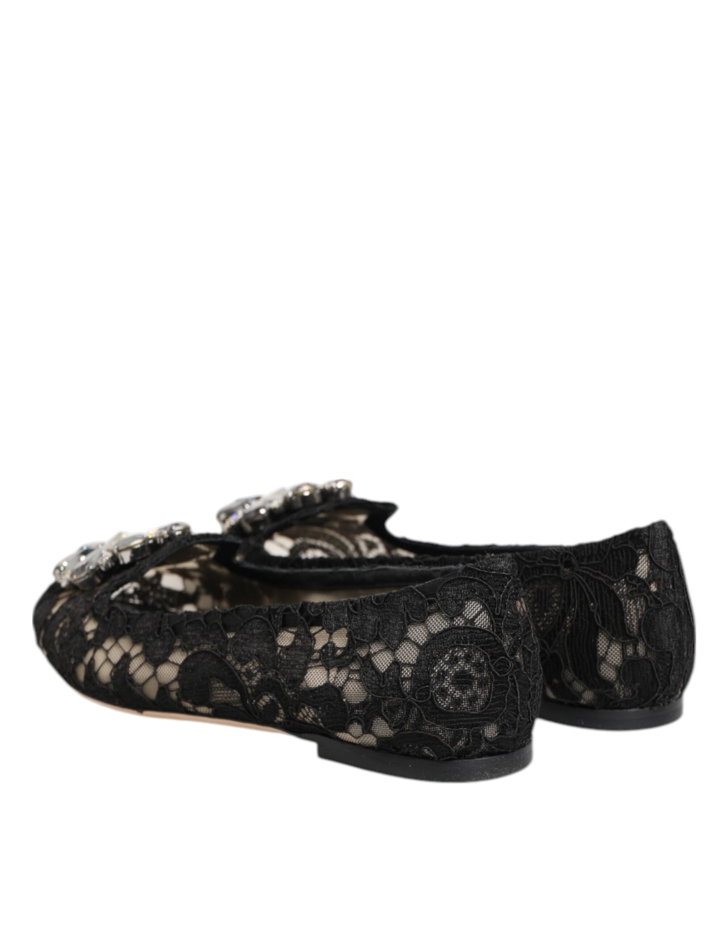 Zapatos planos con cristales y encaje Taormina negros de Dolce & Gabbana