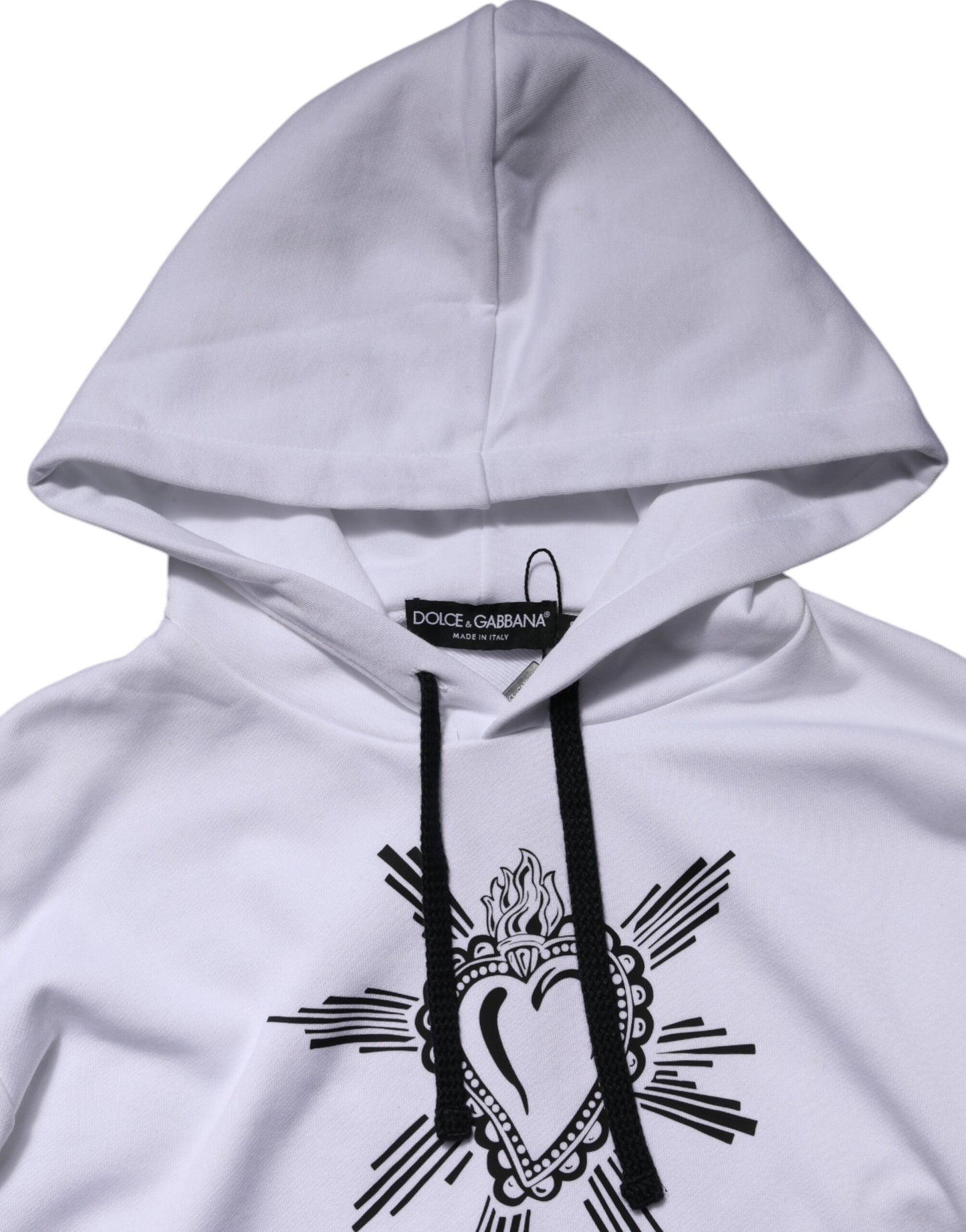 Sudadera con capucha y corazón sagrado blanca de Dolce & Gabbana