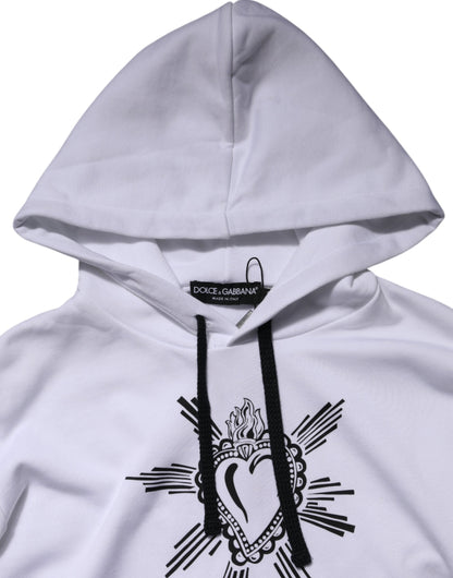 Sudadera con capucha y corazón sagrado blanca de Dolce & Gabbana