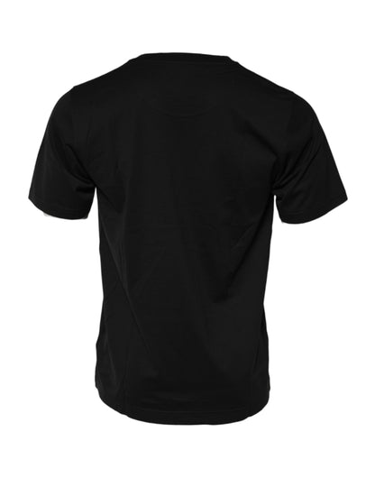 Camiseta negra de algodón con cuello redondo DG Royals de Dolce & Gabbana