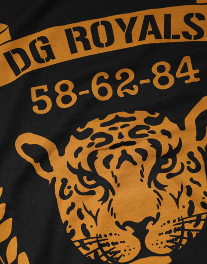 Camiseta negra de algodón con cuello redondo DG Royals de Dolce & Gabbana