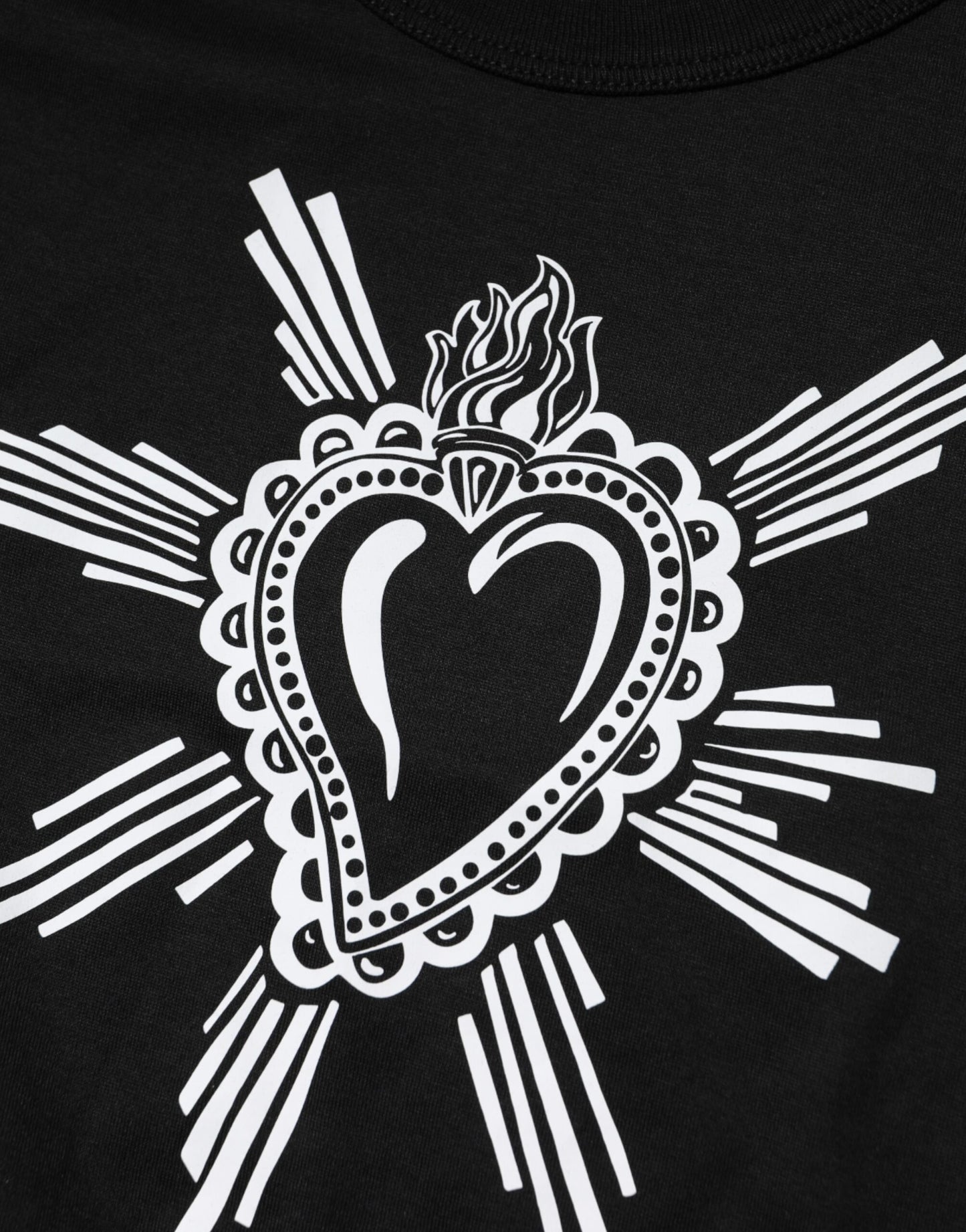 Camiseta de cuello redondo de algodón con el Sagrado Corazón en negro de Dolce & Gabbana