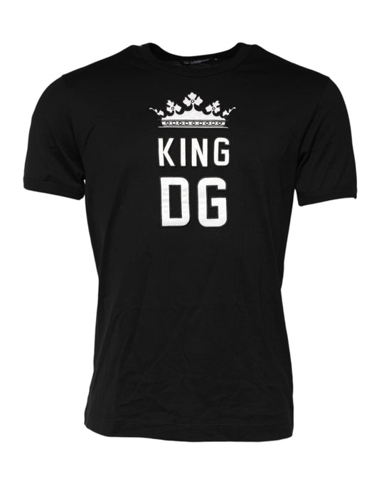 Camiseta de cuello redondo de algodón negra DG King Crown de Dolce & Gabbana