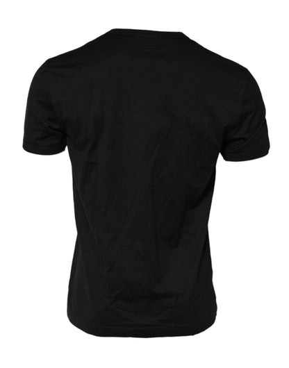 Camiseta de cuello redondo de algodón negra DG King Crown de Dolce & Gabbana