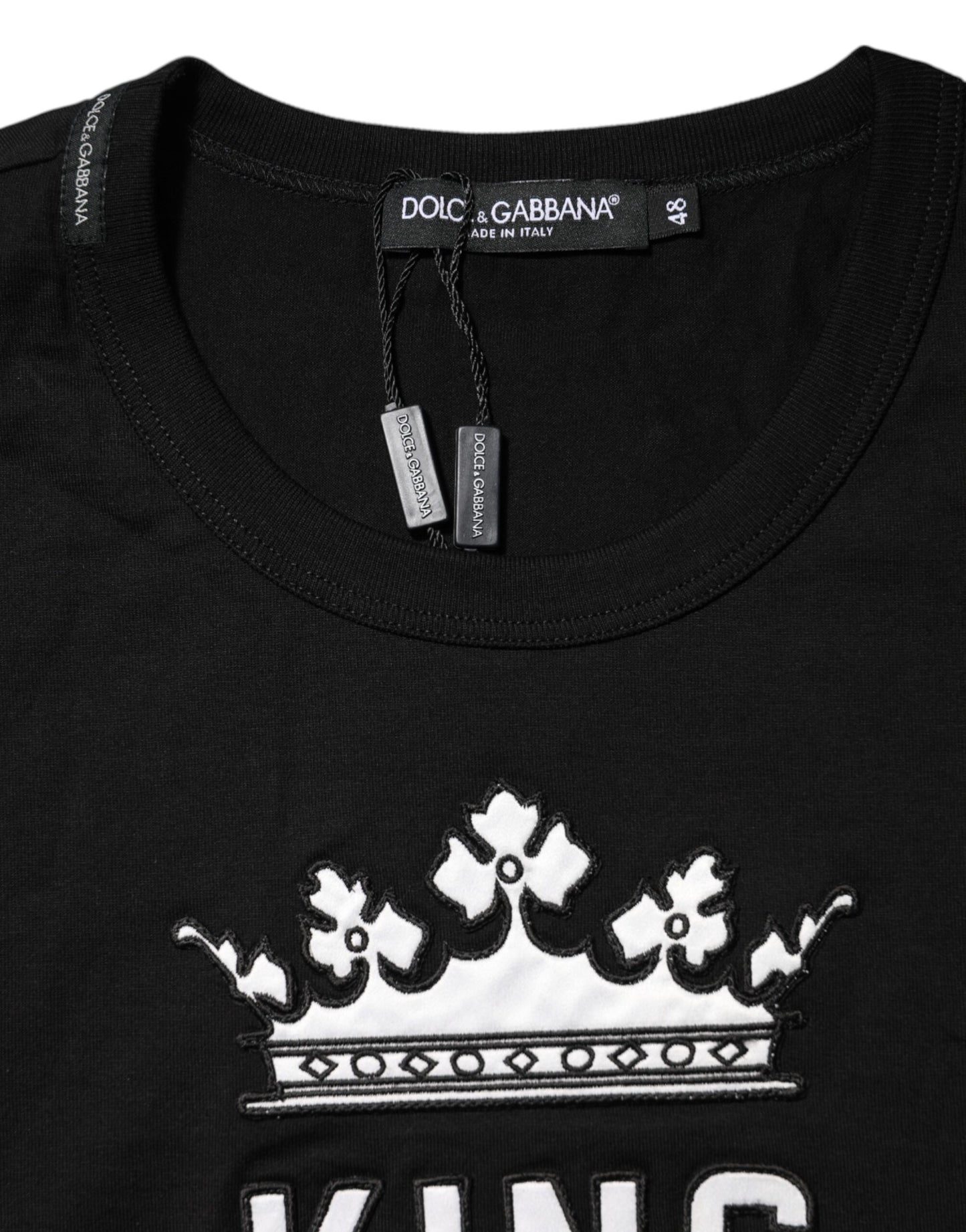 Camiseta de cuello redondo de algodón negra DG King Crown de Dolce & Gabbana