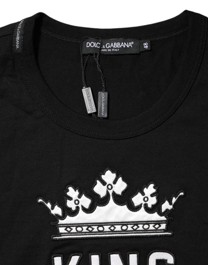 Camiseta de cuello redondo de algodón negra DG King Crown de Dolce & Gabbana