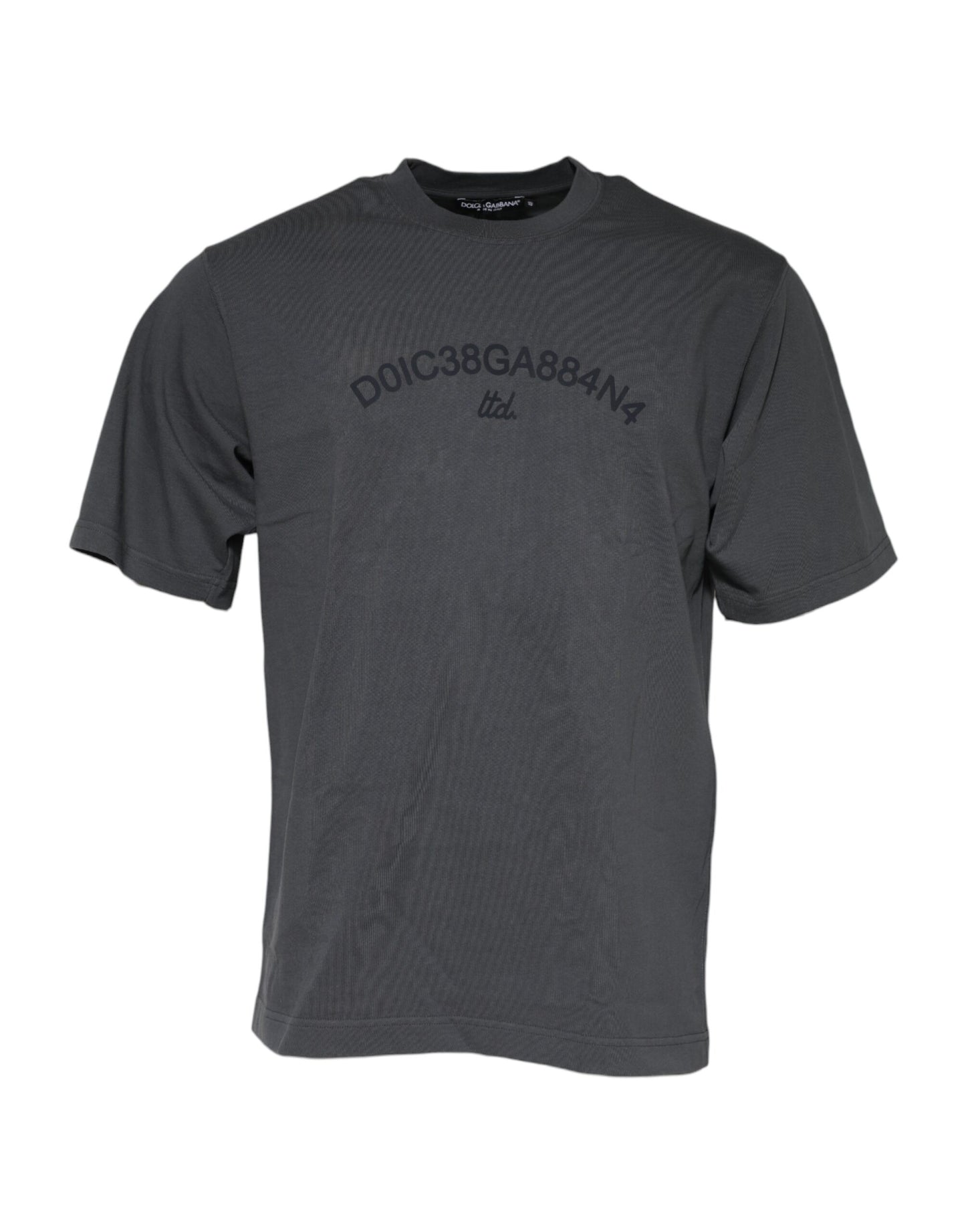 Camiseta Dolce & Gabbana de Algodón con Logo Gráfico y Cuello Redondo, Color Gris