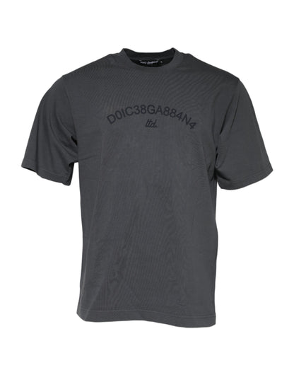 Camiseta Dolce & Gabbana de Algodón con Logo Gráfico y Cuello Redondo, Color Gris