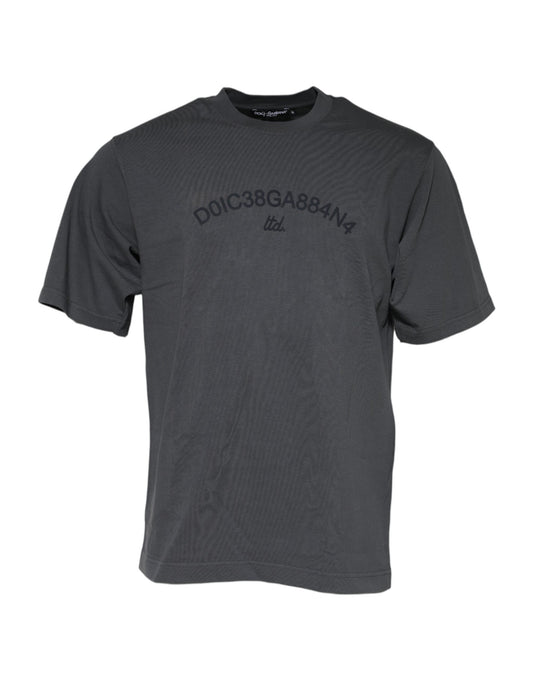 Camiseta Dolce & Gabbana de Algodón con Logo Gráfico y Cuello Redondo, Color Gris