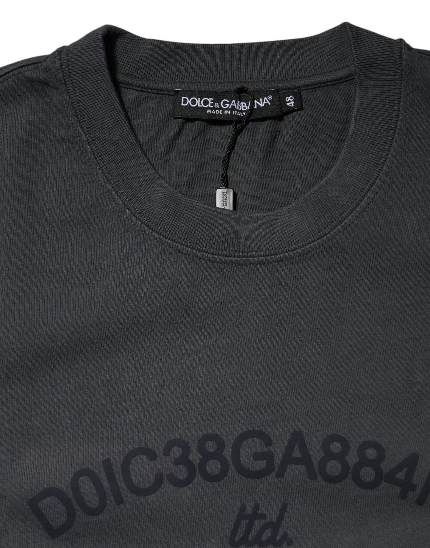 Camiseta Dolce & Gabbana de Algodón con Logo Gráfico y Cuello Redondo, Color Gris