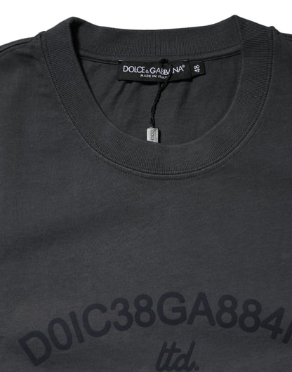 Camiseta Dolce & Gabbana de Algodón con Logo Gráfico y Cuello Redondo, Color Gris