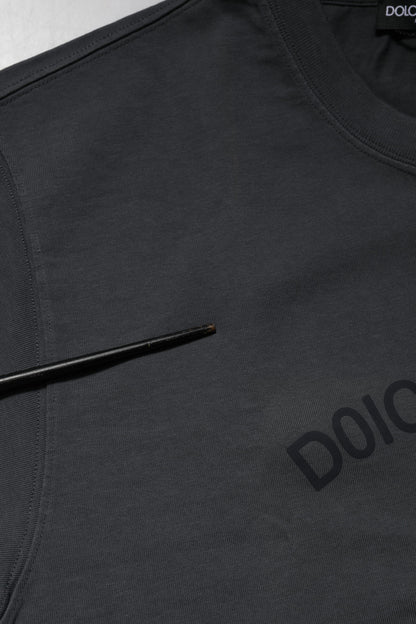 Camiseta Dolce & Gabbana de Algodón con Logo Gráfico y Cuello Redondo, Color Gris
