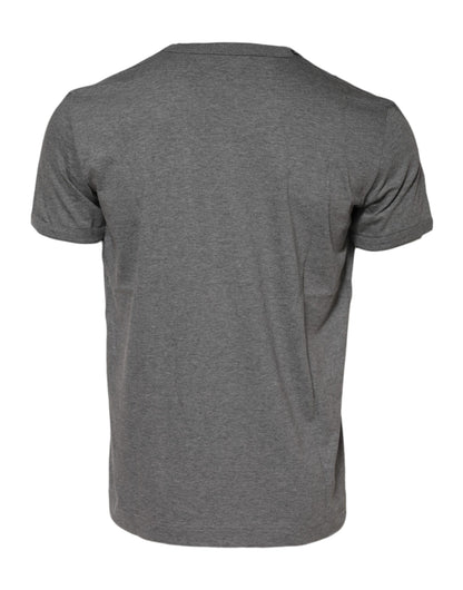 Camiseta Dolce & Gabbana de Algodón Gris de Cuello Redondo y Manga Corta