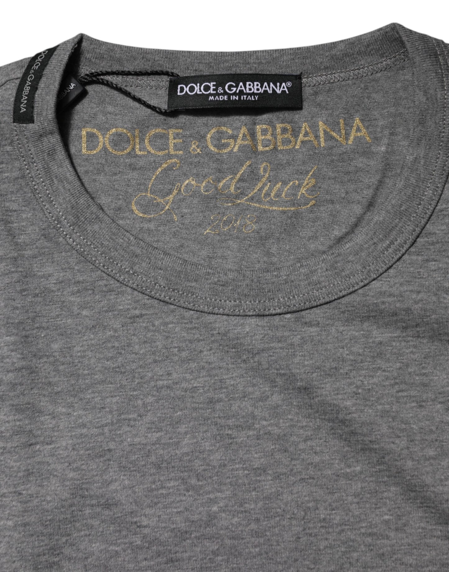 Camiseta Dolce & Gabbana de Algodón Gris de Cuello Redondo y Manga Corta
