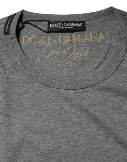 Camiseta Dolce & Gabbana de Algodón Gris de Cuello Redondo y Manga Corta