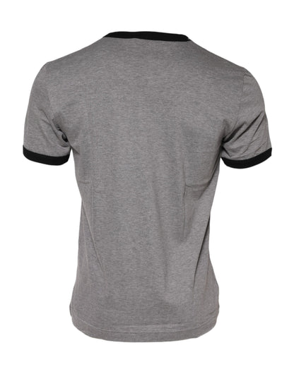 Camiseta de cuello redondo de algodón gris con el Sagrado Corazón de Dolce & Gabbana