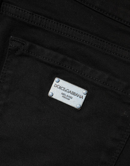Vaqueros Dolce & Gabbana negros de algodón ajustados de talle medio