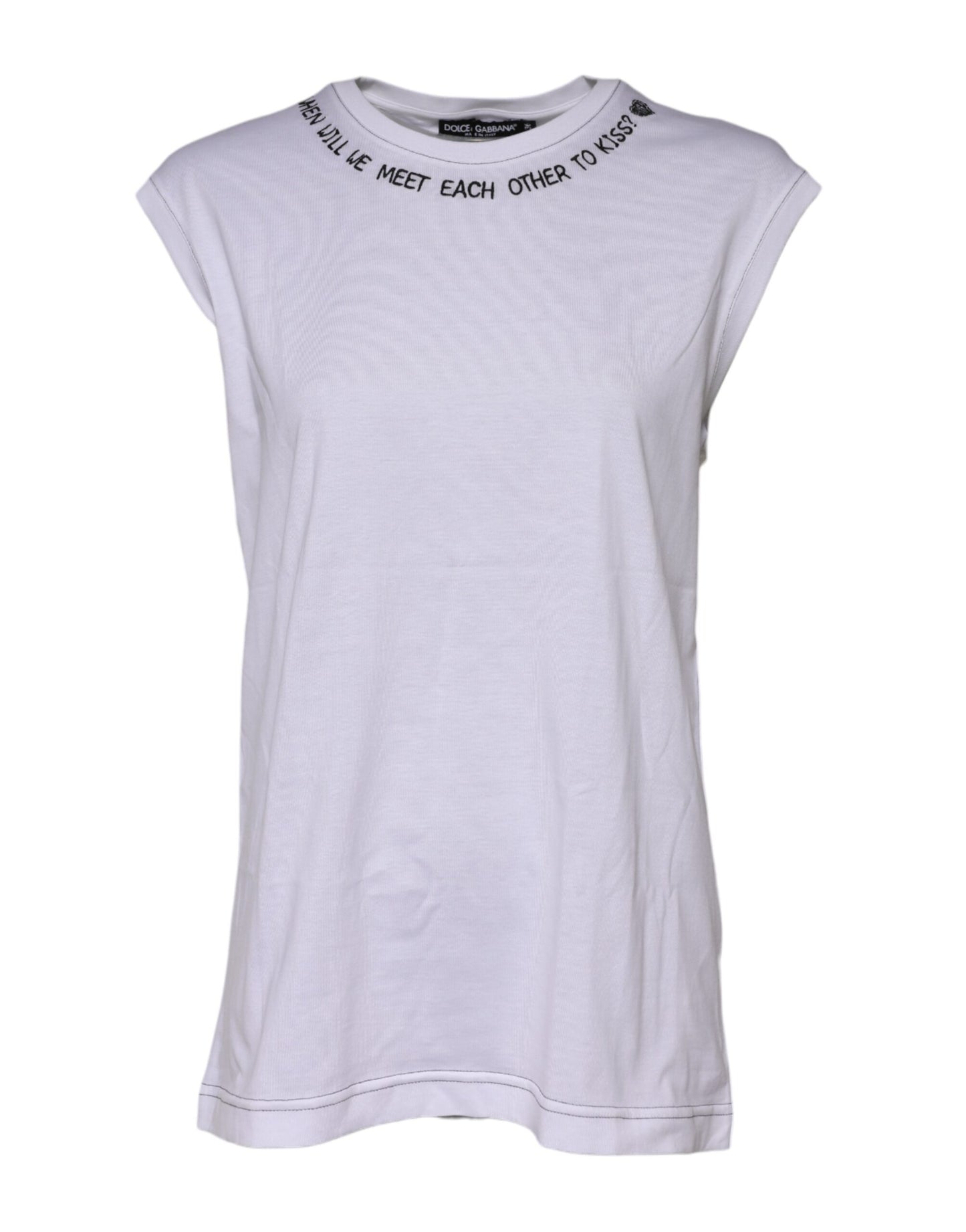 Camiseta sin mangas estampada de algodón blanco de Dolce & Gabbana