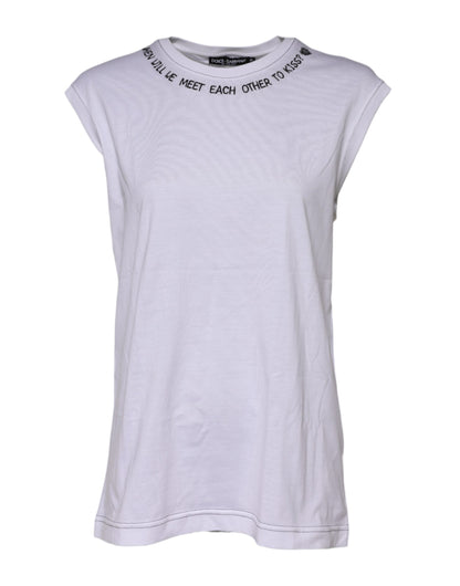 Camiseta sin mangas estampada de algodón blanco de Dolce & Gabbana