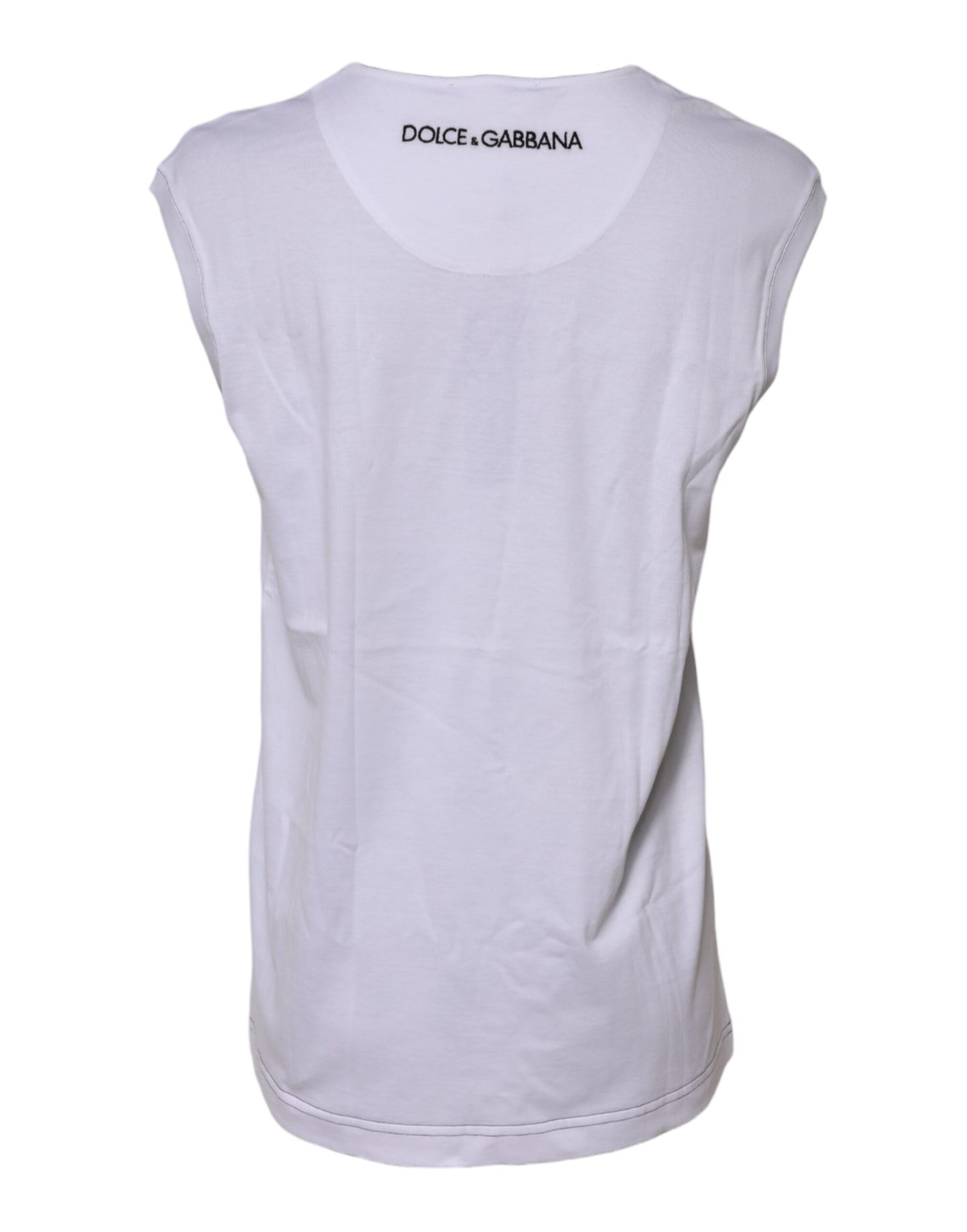 Camiseta sin mangas estampada de algodón blanco de Dolce & Gabbana