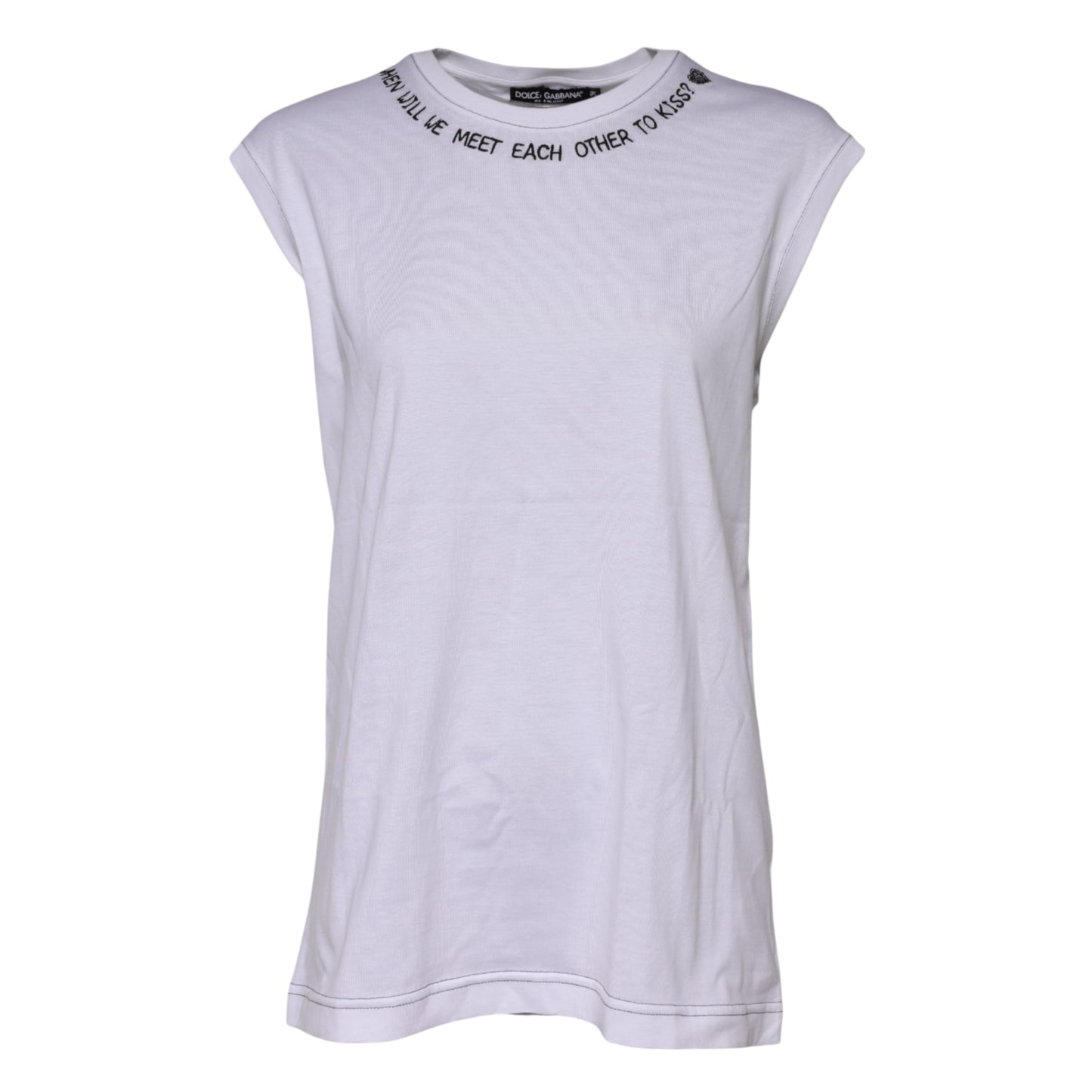 Camiseta sin mangas estampada de algodón blanco de Dolce & Gabbana
