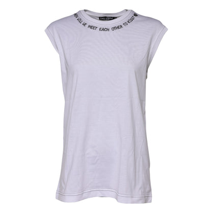 Camiseta sin mangas estampada de algodón blanco de Dolce & Gabbana