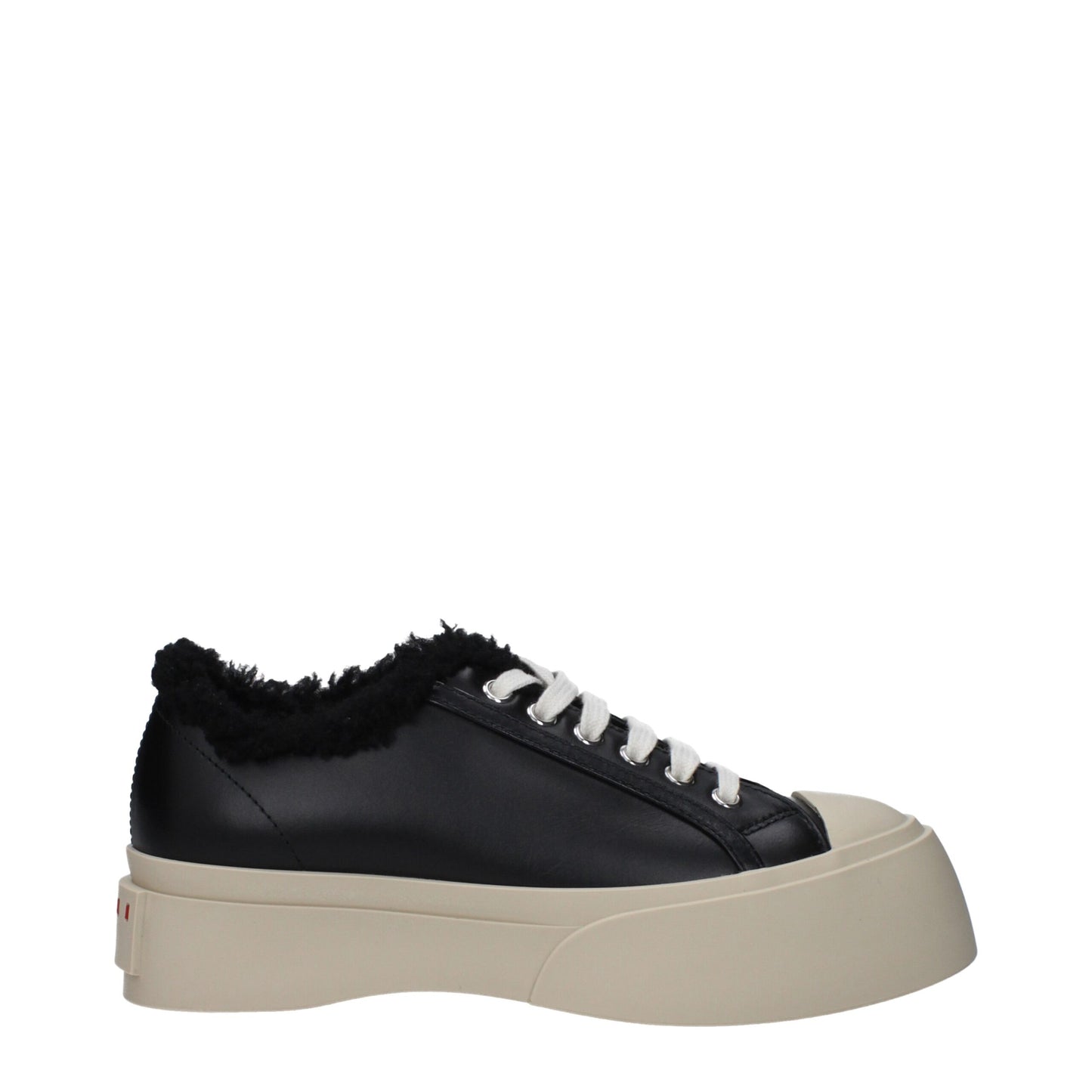 Zapatillas gruesas de cuero negro Marni